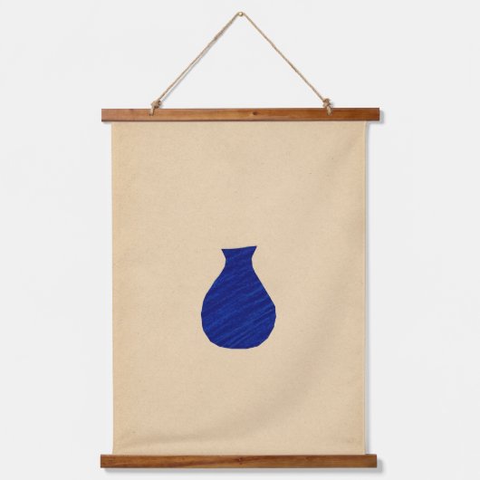 鮮やかな青い花瓶 吊り下げ型タペストリー (正面)
