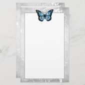 鮮やかな青い蝶の文房具 便箋 (正面/裏面)