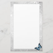 鮮やかな青い蝶の文房具 便箋 (裏面)