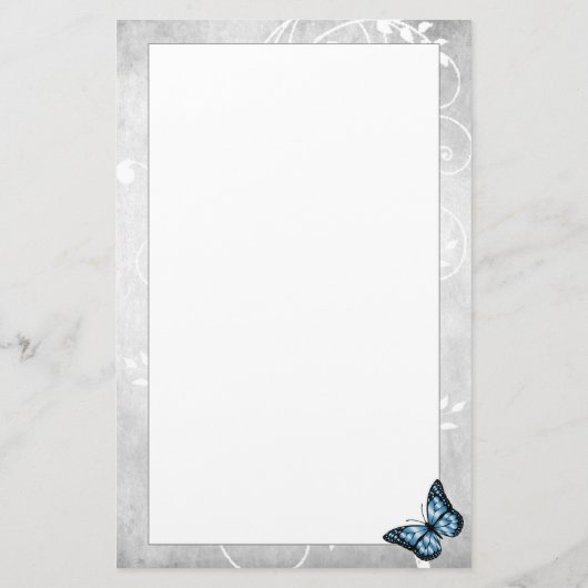 鮮やかな青い蝶の文房具 便箋 (裏面)