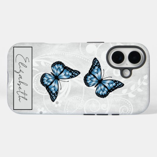 鮮やかな青い蝶 Case-Mate iPhoneケース (裏面 (横))