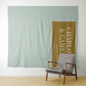 鮮やかな青とオリーブのカスタム結婚式写真バックドロップ タペストリー (インサイチュ(横))