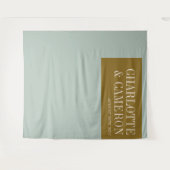 鮮やかな青とオリーブのカスタム結婚式写真用背景 タペストリー (正面(横))