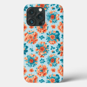 鮮やかな青とオレンジ色の花：自然の目まいがする iPhone 13 PROケース