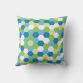 鮮やかな青と緑の六角形モザイク*スローピロー クッション (裏面)
