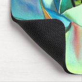 鮮やかな青と緑の砂漠の水彩画アート マウスパッド (コーナー)