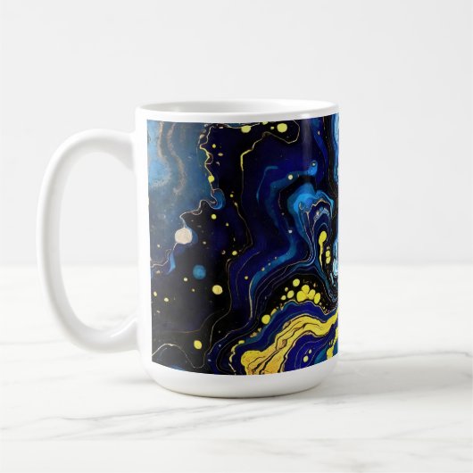 鮮やかな青と金のうずまき４ コーヒーマグカップ (左)