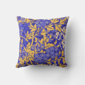鮮やかな青と金色の装飾的な黄色 クッション (裏面)