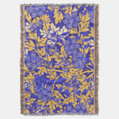 鮮やかな青と金色の装飾的な黄色 スローブランケット (正面縦)