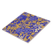 鮮やかな青と金色の装飾的な黄色 タイル (側面)
