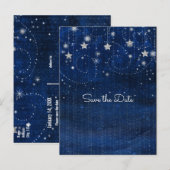 鮮やかな青と銀の星空の遊び心あふれる天体 案内ポストカード (正面/裏面)