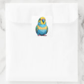 鮮やかな青と黄色のインコ スクエアシール (バッグ)