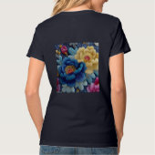 鮮やかな青と黄色の花柄 Tシャツ (裏面)
