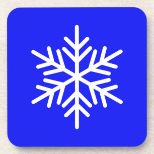 鮮やかな青にシックな白い北欧の雪王室の片 コースター