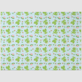 鮮やかな青に可愛いカエルのパターン 薄葉紙