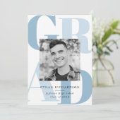 鮮やかな青のグラデーション写真 卒業パーティー 招待状 (スタンド正面)