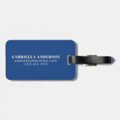 鮮やかな青の太字タイポグラフィー名前入り ラゲッジタグ (裏面横)