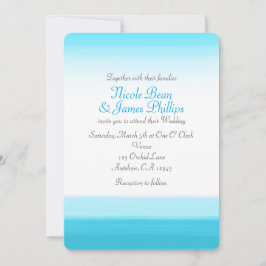 鮮やかな青の水彩モダン結婚式招待状 招待状
