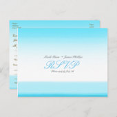 鮮やかな青の水彩画 RSVP ウェディング ポストカード (正面/裏面)