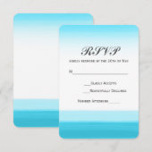 鮮やかな青の水彩結婚式出欠確認カード 出欠カード (正面/裏面)