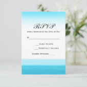鮮やかな青の水彩結婚式RSVPカード 出欠カード (スタンド正面)