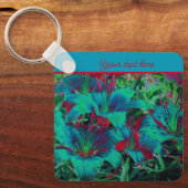鮮やかな青ゆりの花パーソナライズされた キーホルダー (正面)