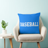 鮮やかな青を背景にした白いBASEBALLの太字テキスト クッション (椅子)