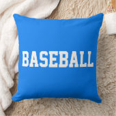 鮮やかな青を背景にした白いBASEBALLの太字テキスト クッション (ブランケット)