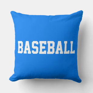 鮮やかな青を背景にした白いBASEBALLの太字テキスト クッション