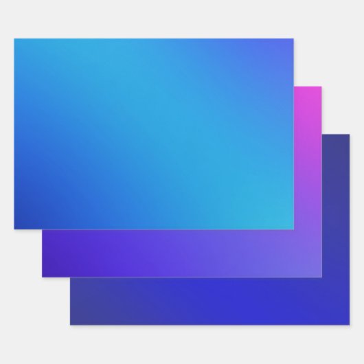鮮やかな青アクアグラデグラデーションィション ラッピングペーパーシート (セット)