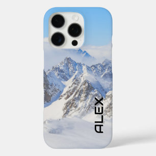 鮮やかな青空の下の雪をかぶった山 iPhone 16 PROケース