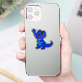 鮮やかな青色のキャラクターガッコーデカール シール (スマートフォン)