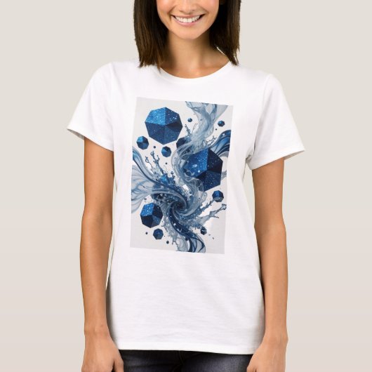 鮮やかな青色の抽象芸術グラフィックTシャツ Tシャツ (正面)