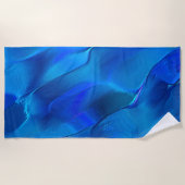 鮮やかな青色の色調のメタリックダン ビーチタオル (正面)