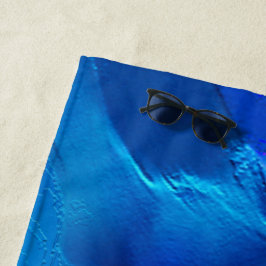 鮮やかな青色の色調のメタリックダン ビーチタオル