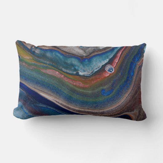 鮮やかな青銅のメタリック流体液体のうねり ランバークッション (正面)
