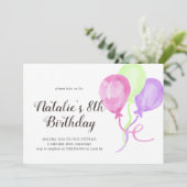 鮮やかな風船 | 誕生日おめでとう  裏面に写真 招待状 (スタンド正面)