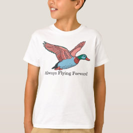 鮮やかな飛ぶアヒルのイラスト Tシャツ