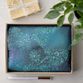 鮮やかな魚と花が青いデコパージュに 薄葉紙 (ギフト)