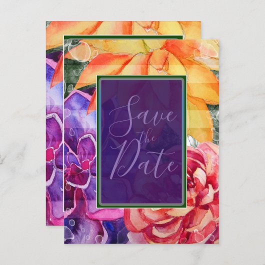 鮮やかな鮮やかカラフル多肉食が日付を保存 案内ポストカード (正面/裏面)