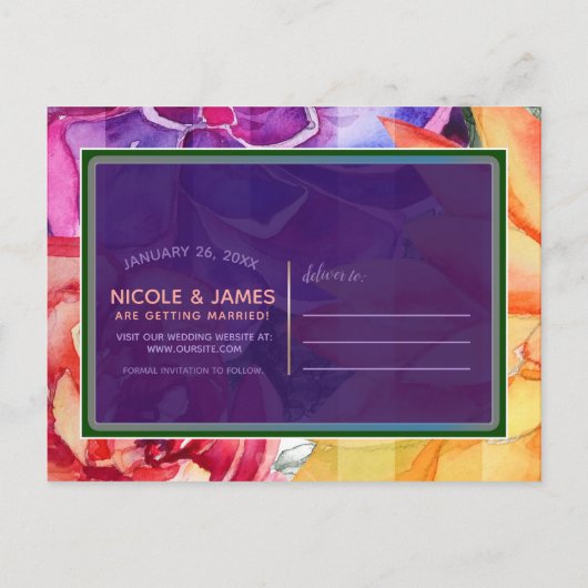 鮮やかな鮮やかカラフル多肉食が日付を保存 案内ポストカード (裏面)