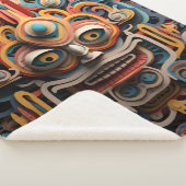 鮮やかな鮮やかトライバル3D紙アートスタイルパターン シェルパブランケット (3/4)