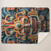 鮮やかな鮮やかトライバル3D紙アートスタイルパターン シェルパブランケット (正面(横))