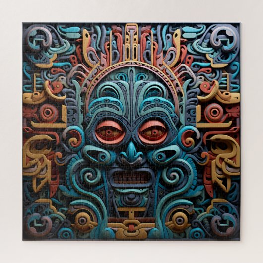 鮮やかな鮮やかトライバル3D紙アートスタイルパターン ジグソーパズル (縦)