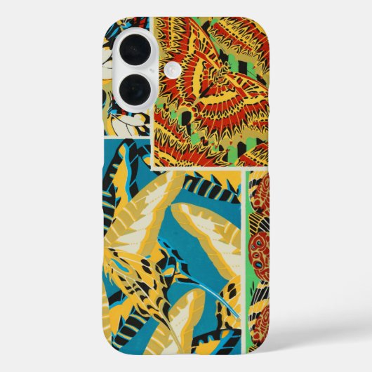 鮮やかな黄色とシアンのアールデコ蝶アート Case-Mate iPhoneケース (裏面)