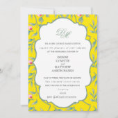 鮮やかな黄色とバジルグリーンのリハーサルディナー 招待状 (正面)