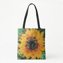 鮮やかな黄色と緑のピクセルひまわり