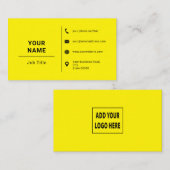 鮮やかな黄色と黒のミニマルカスタムロゴテキスト 名刺 (正面/裏面)