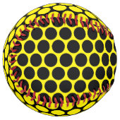 鮮やかな黄色に黒いドットのパターン ソフトボール (正面左)