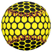鮮やかな黄色に黒いドットのパターン ソフトボール (裏面)